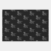 クリスマスレッドダークグリーン黒サンタのトナカイ ラッピングペーパーシート (正面3)