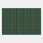 クリスマスレッドダークグリーン黒金ゴールドサンタトナカイ ラッピングペーパーシート (正面2)