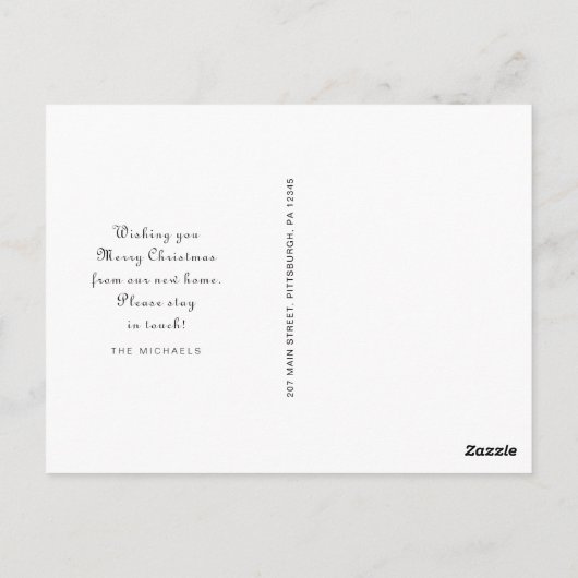 クリスマスレッドチェック 新しい住所のお知らせ 引越 ポストカード (裏面)