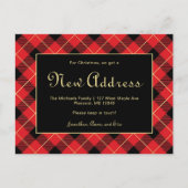クリスマスレッドチェック 新しい住所のお知らせ 引越 ポストカード (正面)