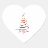 クリスマスレッドツリーラインアートステッミニマルカー ハートシール (正面)