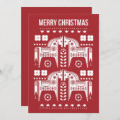 クリスマスレッドトナカイ北欧の森林 シーズンカード (正面/裏面)