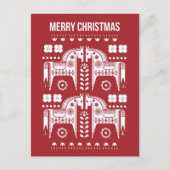 クリスマスレッドトナカイ北欧の森林 シーズンポストカード (正面)