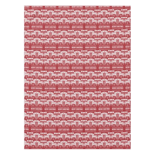 クリスマスレッドトナカイ北欧の森林 テーブルクロス (正面)