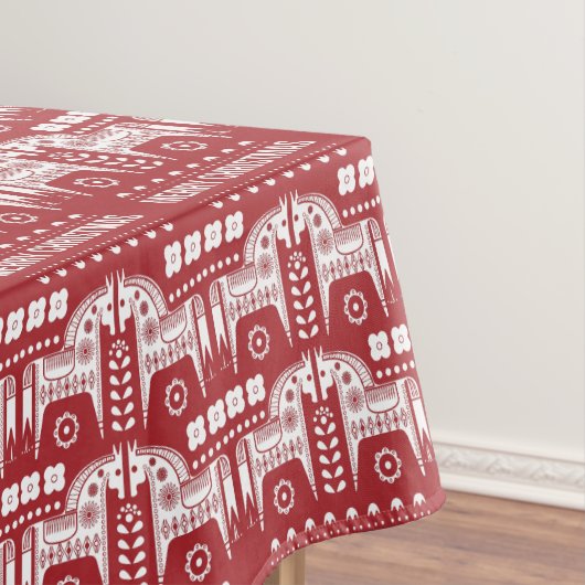 クリスマスレッドトナカイ北欧の森林 テーブルクロス (インサイチュ)