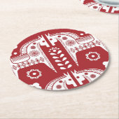 クリスマスレッドトナカイ北欧の森林 ラウンドペーパーコースター (アングル)