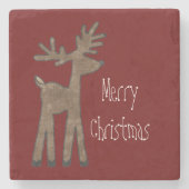 クリスマスレッドトナカイ ストーンコースター (正面)