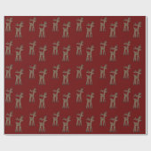 クリスマスレッドトナカイ ラッピングペーパー (フラット)