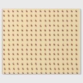 クリスマスレッドトナカイ ラッピングペーパー (フラット)