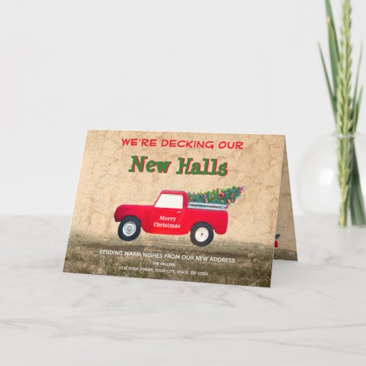 クリスマスレッドトラックがニューホールを飾る国 シーズンカード (正面)