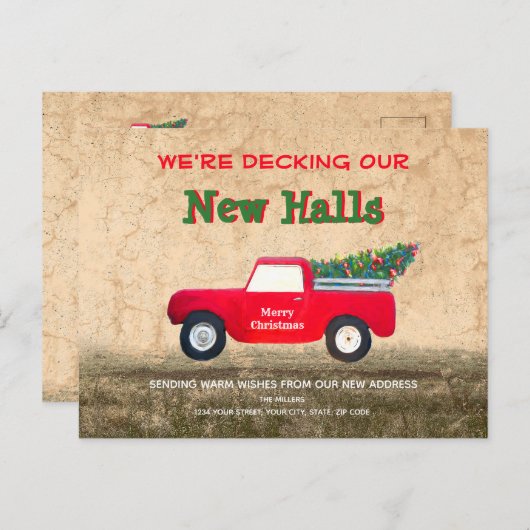 クリスマスレッドトラックが新しいホールズカントリーを飾る ポストカード (正面/裏面)