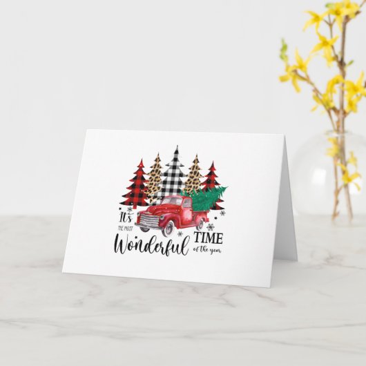 クリスマスレッドトラックで一番素敵な時間だ カード (黄色い花)