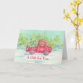 クリスマスレッドトラックのグリーティングカードの贈り物 カード (黄色い花)