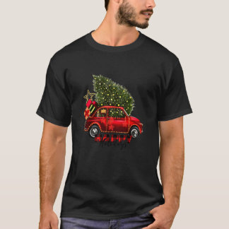 クリスマスレッドトラッククリスマスツリーヴィンテージメリーキリスト Tシャツ