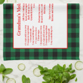 クリスマスレッドトラックグリーンバッファロープレイドレシピ キッチンタオル (折り畳み)