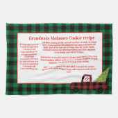 クリスマスレッドトラックグリーンバッファロープレイドレシピ キッチンタオル (横)