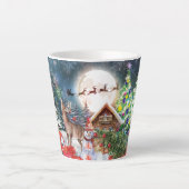 クリスマスレッドトラックサンタ素朴ウィンターホリデー カフェラテマグ (正面)