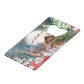 クリスマスレッドトラックサンタ素朴ウィンターホリデー クレジットカード栓抜き (正面アングル)