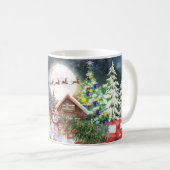 クリスマスレッドトラックサンタ素朴ウィンターホリデー コーヒーマグカップ (正面右)
