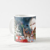 クリスマスレッドトラックサンタ素朴ウィンターホリデー コーヒーマグカップ (正面左)
