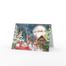 クリスマスレッドトラックサンタ素朴ウィンターホリデー