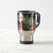 クリスマスレッドトラックサンタ素朴ウィンターホリデー トラベルマグ (正面右)