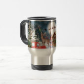 クリスマスレッドトラックサンタ素朴ウィンターホリデー トラベルマグ (正面左)