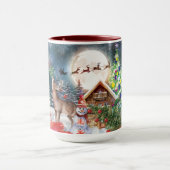 クリスマスレッドトラックサンタ素朴ウィンターホリデー マグカップ (中央)