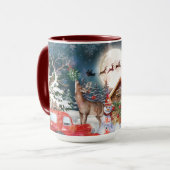 クリスマスレッドトラックサンタ素朴ウィンターホリデー マグカップ (正面左)