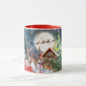 クリスマスレッドトラックサンタ素朴ウィンターホリデー マグカップ (中央)