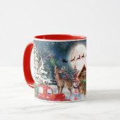 クリスマスレッドトラックサンタ素朴ウィンターホリデー マグカップ (正面左)