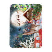 クリスマスレッドトラックサンタ素朴ウィンターホリデー マグネット (縦)