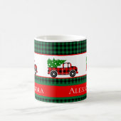 クリスマスレッドトラックシェフグリーンバッファロープレイド コーヒーマグカップ (中央)
