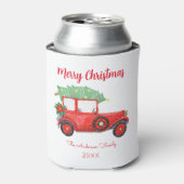 クリスマスレッドトラックツリーホワイトホリデー 缶クーラー (缶正面)