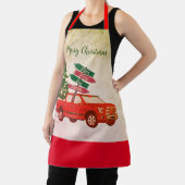 クリスマスレッドトラックファミリーネームクラシックヴィンテージ エプロン (インサイチュ)