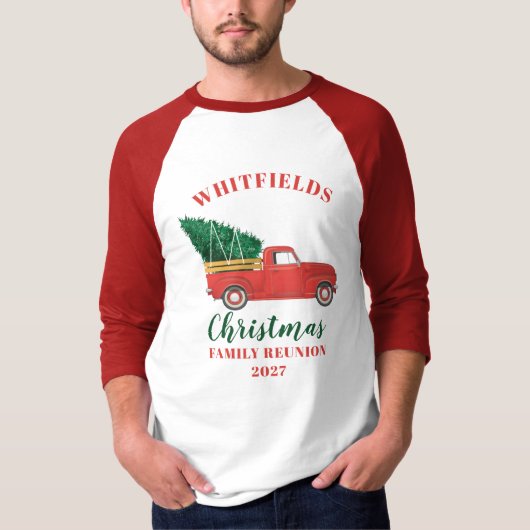 クリスマスレッドトラックファミリー懇親会カスタムマッチング Tシャツ (正面)