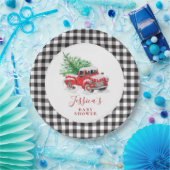 クリスマスレッドトラックホリデイベビーシャワー ペーパープレート (パーティー)