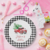 クリスマスレッドトラックホリデイベビーシャワー ペーパープレート (パーティー)