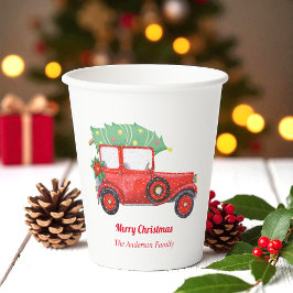 クリスマスレッドトラックホリデーパーティー 紙コップ