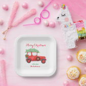 クリスマスレッドトラックホリデー紙プレート ペーパープレート (パーティー)