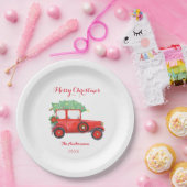 クリスマスレッドトラックホリデー ペーパープレート (パーティー)