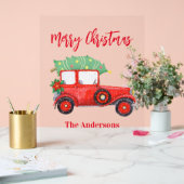 クリスマスレッドトラックホワイト アクリルサイン (ウェディング)