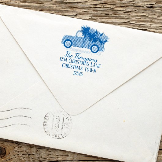クリスマスレッドトラック差出人住所 パーソナライズされた セルフインキングスタンプ