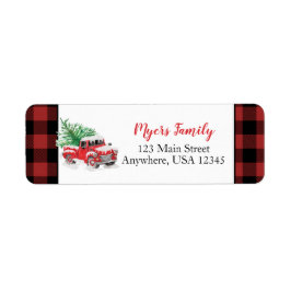 クリスマスレッドトラック水牛のプレイド ラベル