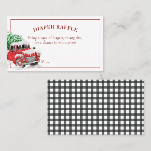 クリスマスレッドトラック赤ちゃんシャワーおむつラッフル 名刺 (正面/裏面)