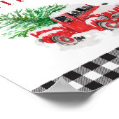 クリスマスレッドトラック赤ちゃんシャワーカードギフトサイン ポスター (角)