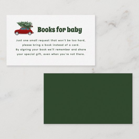 クリスマスレッドトラック赤ちゃんシャワーブックリクエストカード エンクロージャーカード