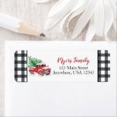 クリスマスレッドトラック黒バッファローのプレイドラベル ラベル (インサイチュ)