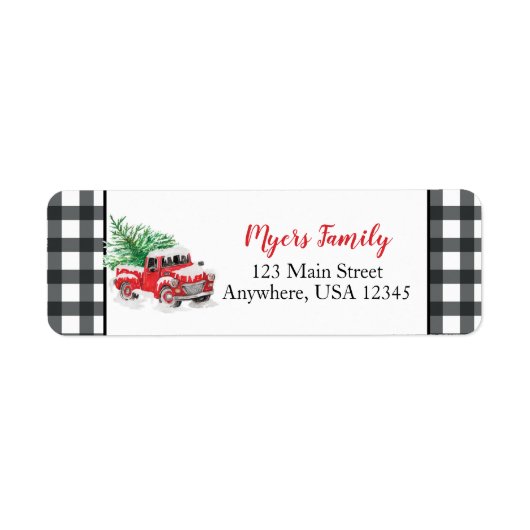 クリスマスレッドトラック黒バッファローのプレイドラベル ラベル (正面)