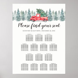 クリスマスレッドトラック14テーブル座席表 ポスター